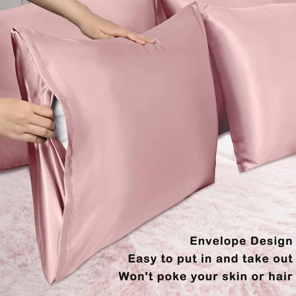 SOLD Pink Satin Pillowcase Set - Picture 4 of 4